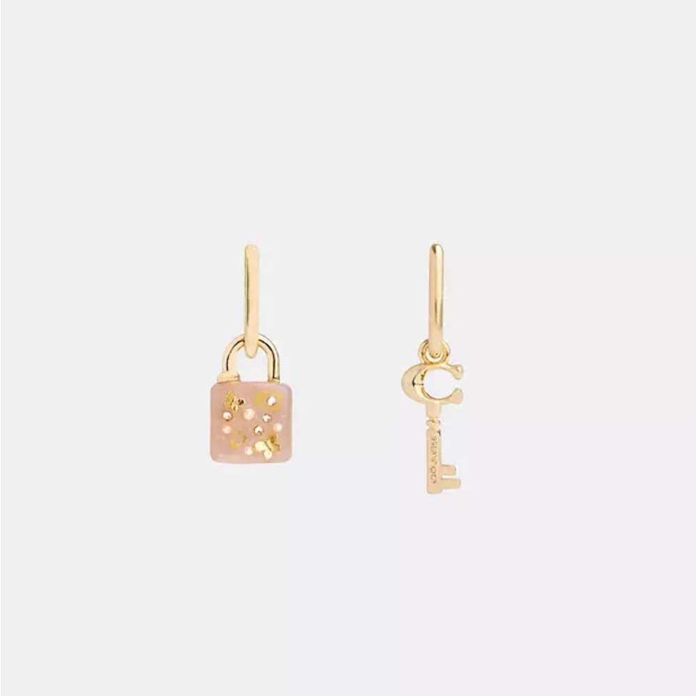 Coach Resin Padlock And Key Mismatch Earrings nwt !